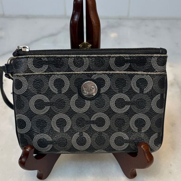 Coach Waverly Opt Art Dotted Saffiano Leather Pouch Clutch Wristlet - Picture 2 of 15